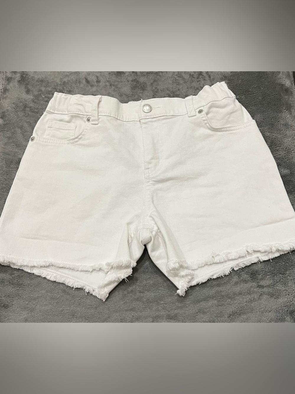 Cat & Jack White Girls' Denim Shorts with Fringe Hem
